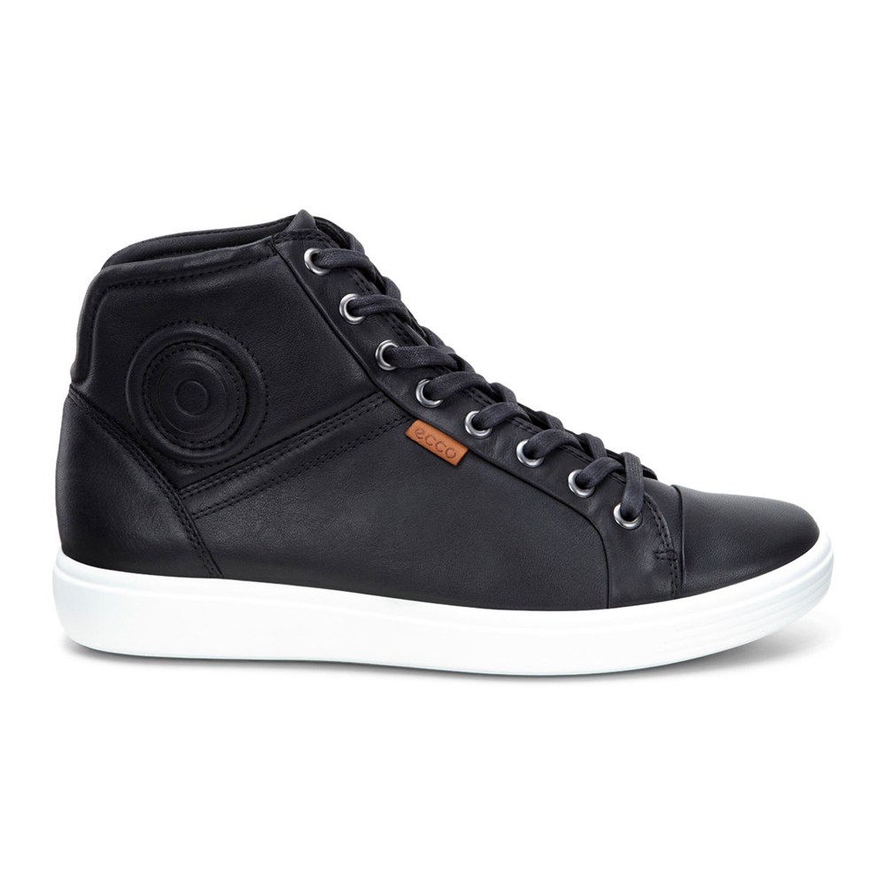 ECCO Womens Sneakers Black - Soft 7 High Top - OYE-950486